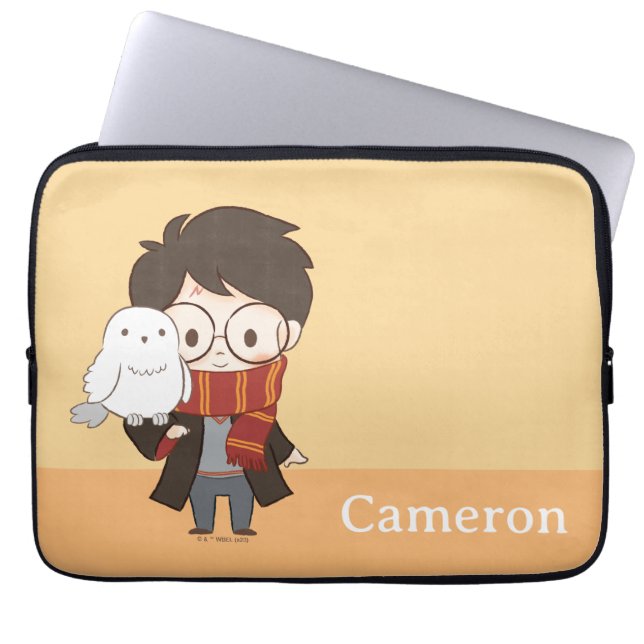 Chibi HARRY POTTER™ & Hedwig Laptop Sleeve (Voorkant)