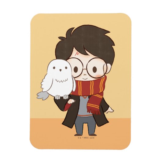 Chibi HARRY POTTER™ & Hedwig Magneet (Verticaal)
