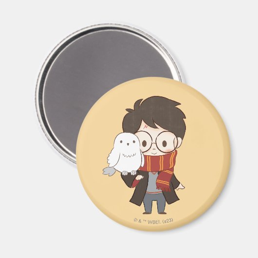 Chibi HARRY POTTER™ & Hedwig Magneet (Voorkant / Achterkant)