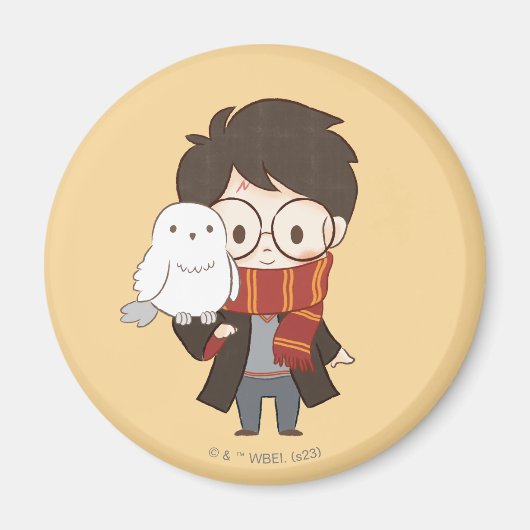 Chibi HARRY POTTER™ & Hedwig Magneet (Voorkant)