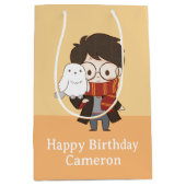 Chibi HARRY POTTER™ & Hedwig Medium Cadeauzakje (Voorkant)
