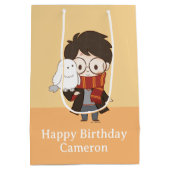 Chibi HARRY POTTER™ & Hedwig Medium Cadeauzakje (Achterkant)