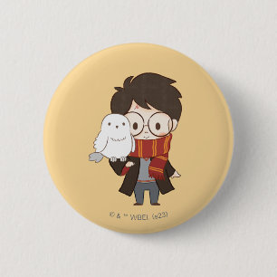 Chibi HARRY POTTER™ & Hedwig Ronde Button 5,7 Cm