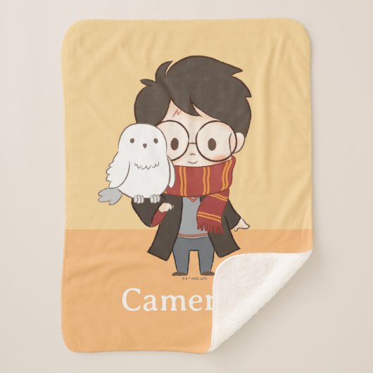 Chibi HARRY POTTER™ & Hedwig Sherpa Deken (Voorkant)