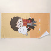 Chibi HARRY POTTER™ & Hedwig Strandlaken (Voorkant)