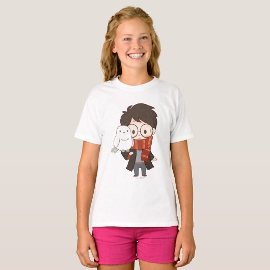 Chibi HARRY POTTER™ & Hedwig T-shirt (Voorkant volledig)