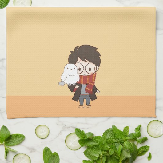 Chibi HARRY POTTER™ & Hedwig Theedoek (Gevouwen)