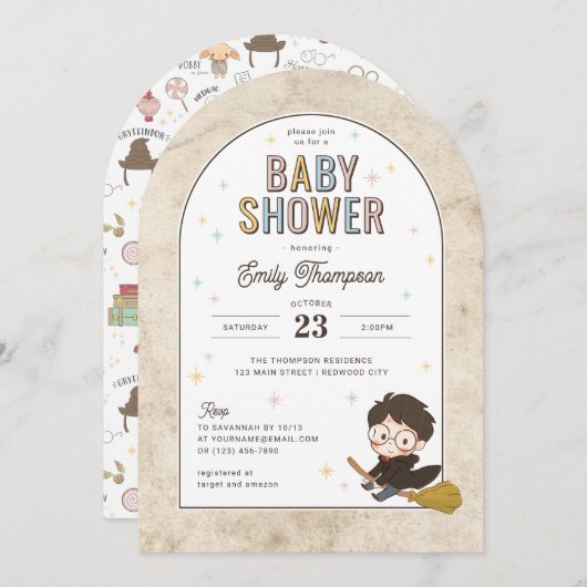 Chibi Harry Potter Wizard Baby Shower Kaart (Voorkant / Achterkant)