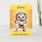 Chibi Hedgehog doen Karate Verjaardag Kaart (Voorkant)