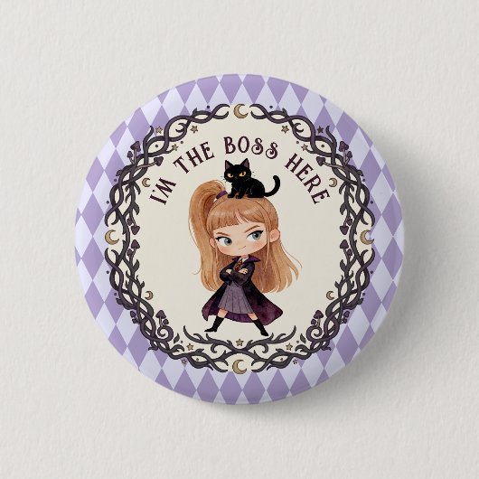 Chibi Heks Eerste Verjaardagsuitnodiging Waterverf Ronde Button 5,7 Cm (Voorkant)
