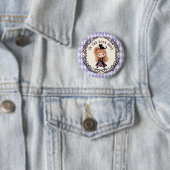 Chibi Heks Eerste Verjaardagsuitnodiging Waterverf Ronde Button 5,7 Cm (In situ)