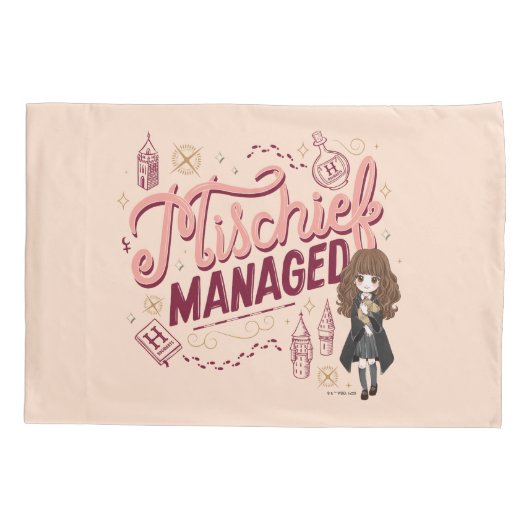 Chibi Hermelien "Mischief Managed" Kussensloop (Achterkant)