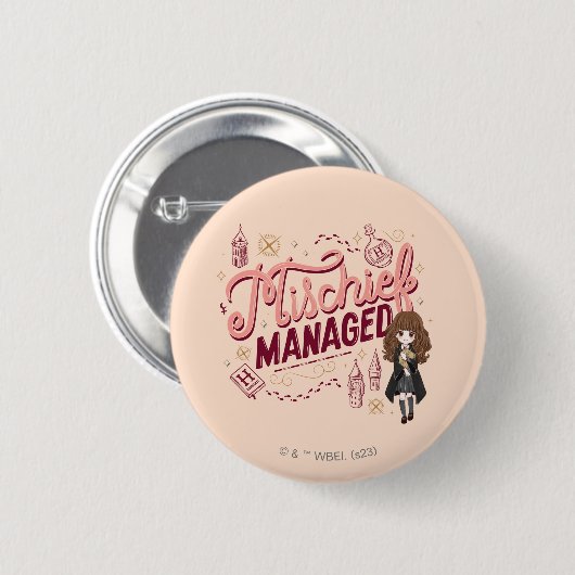 Chibi Hermelien "Mischief Managed" Ronde Button 5,7 Cm (Voorkant /achterkant)