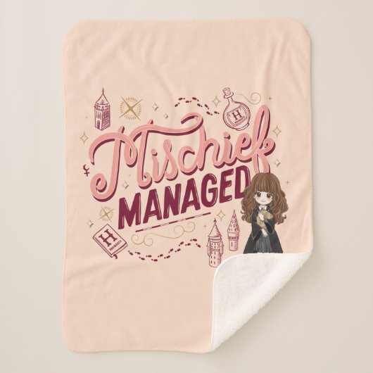 Chibi Hermelien "Mischief Managed" Sherpa Deken (Voorkant)