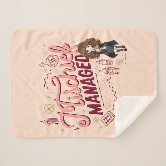 Chibi Hermelien "Mischief Managed" Sherpa Deken (Voorkant (horizontaal))