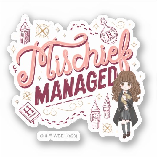 Chibi Hermelien "Mischief Managed" Sticker (Voorkant)