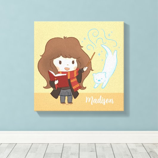Chibi Hermione Granger Patronus Canvas Afdruk (Insitu (Houten vloer))