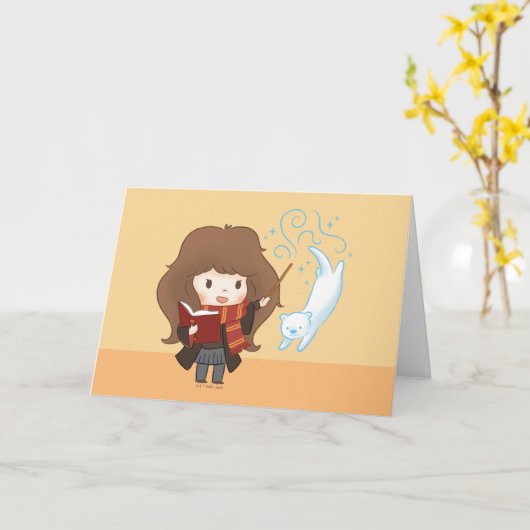 Chibi Hermione Granger Patronus Kaart (Gele Bloem)