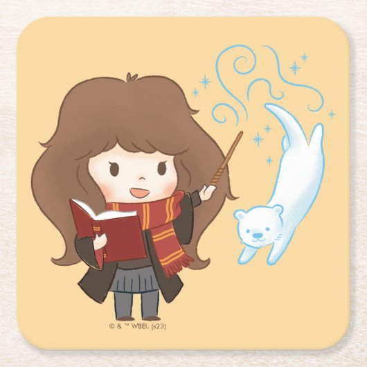 Chibi Hermione Granger Patronus Kartonnen Onderzetters (Voorkant)