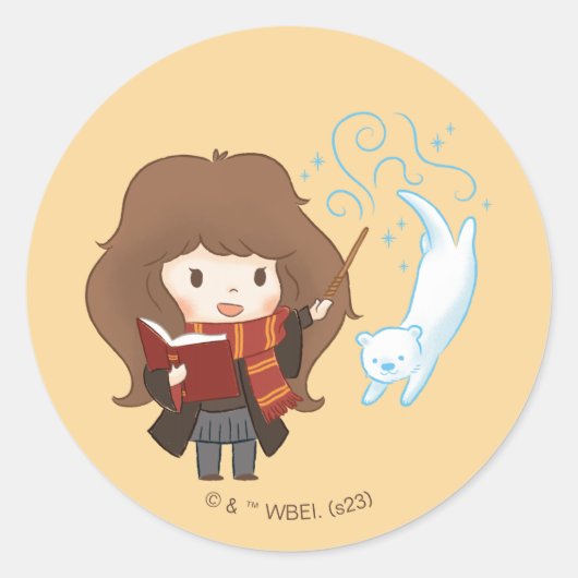 Chibi Hermione Granger Patronus Ronde Sticker (Voorkant)
