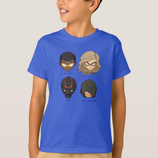 Chibi Heroes 3/4 Sleeve T-Shirt (zwart) (Voorkant)