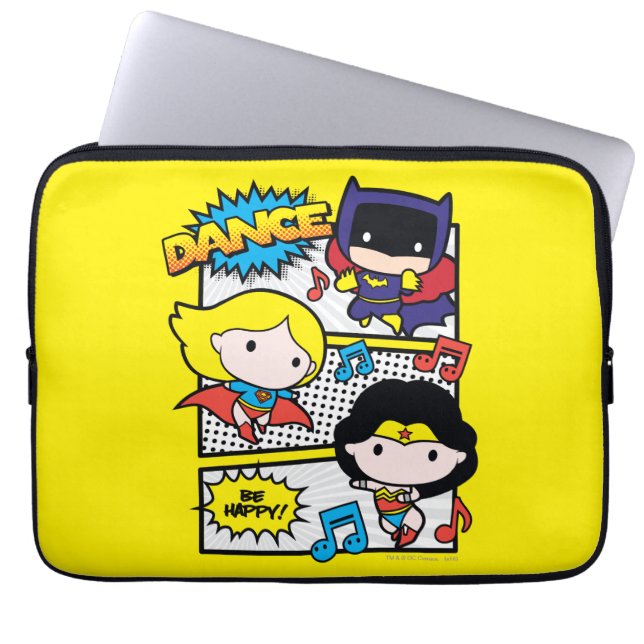 Chibi Heroes Dancing Laptop Sleeve (Voorkant)