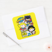 Chibi Heroes Dancing Vierkante Sticker (Envelop)