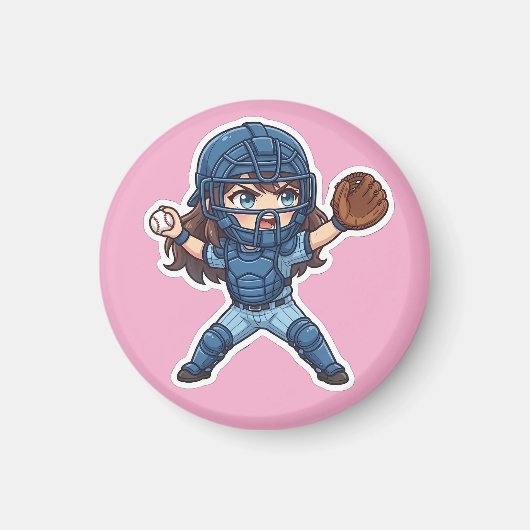Chibi-honkbal 2026-editie - Catcher Throw-down Magneet (Voorkant)
