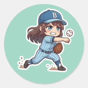 Chibi-honkbal 2026-editie - Pitcher Release Ronde Sticker