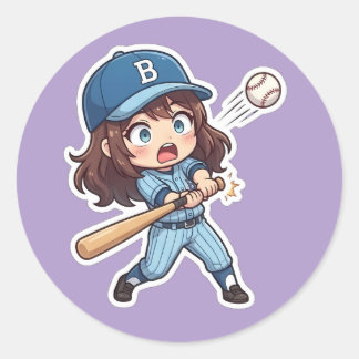 Chibi-honkbaleditie 2026 - Slaghoutspeler Bunt Spe Ronde Sticker