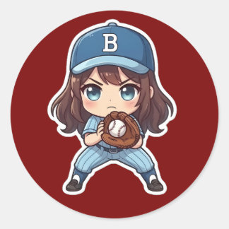 Chibi-honkbaleditie - kant-en-klare houding ronde sticker