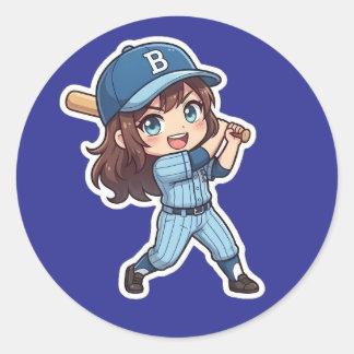 Chibi-honkbaleditie - Power Swing Ronde Sticker