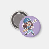 Chibi-honkbaleditie - slagman bunten magneet (Voorkant / Achterkant)