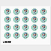 Chibi-honkbaleditie - Zware Slahitter Ronde Sticker (Vel)