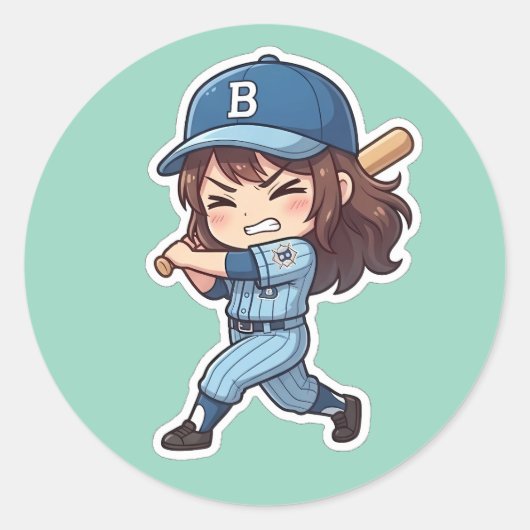 Chibi-honkbaleditie - Zware Slahitter Ronde Sticker (Voorkant)