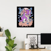 Chibi Horror Unicorn Creepy Kawaii Gift Pastel Poster (Thuiskantoor)