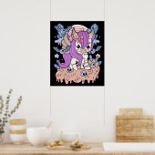 Chibi Horror Unicorn Creepy Kawaii Gift Pastel Poster (Keuken)