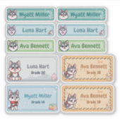 Chibi Husky Naamlabels Sticker (Voorkant)