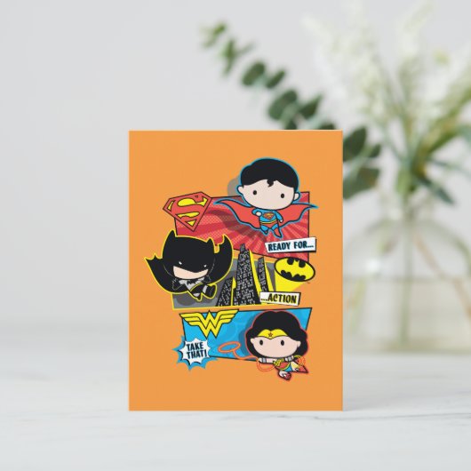 Chibi is klaar voor actie! briefkaart (Staand voorkant)