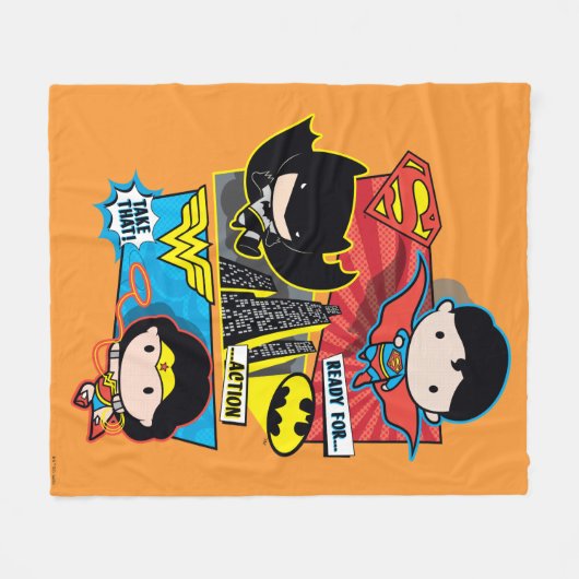 Chibi is klaar voor actie! fleece deken (Voorkant (Horizontaal))