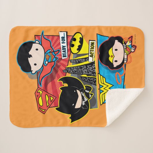Chibi is klaar voor actie! sherpa deken (Voorkant (horizontaal))