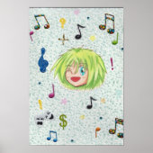 Chibi Izumi met collage achtergrond Poster (Voorkant)