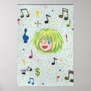 Chibi Izumi met collage achtergrond Poster