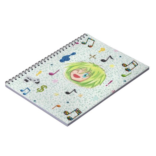 Chibi Izumi w. collage Background Notitieboek (Linkerzijde)