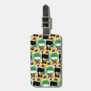 Chibi Joker en Batman-spelkaartpatroon Bagagelabel