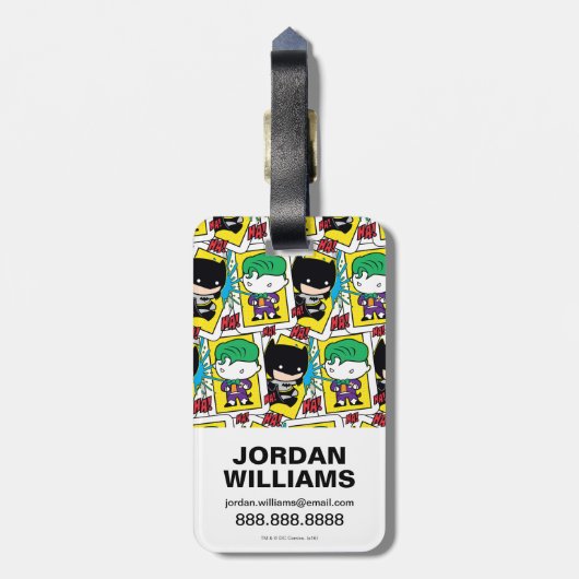 Chibi Joker en Batman-spelkaartpatroon Bagagelabel (Achterkant verticaal)