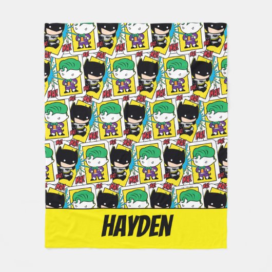 Chibi Joker en Batman-spelkaartpatroon Fleece Deken (Voorkant)