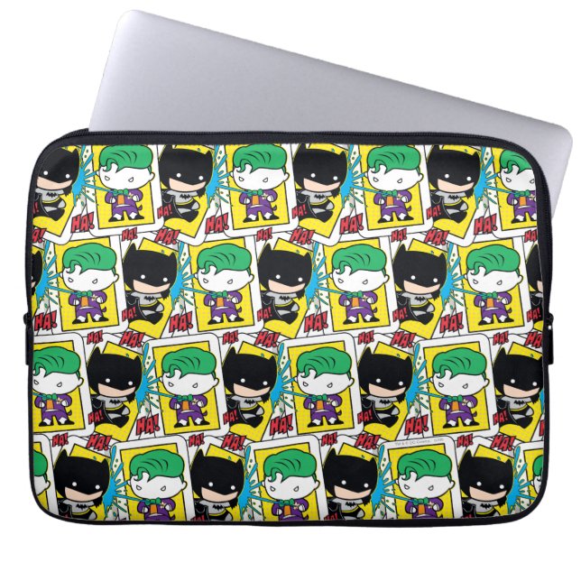 Chibi Joker en Batman-spelkaartpatroon Laptop Sleeve (Voorkant)