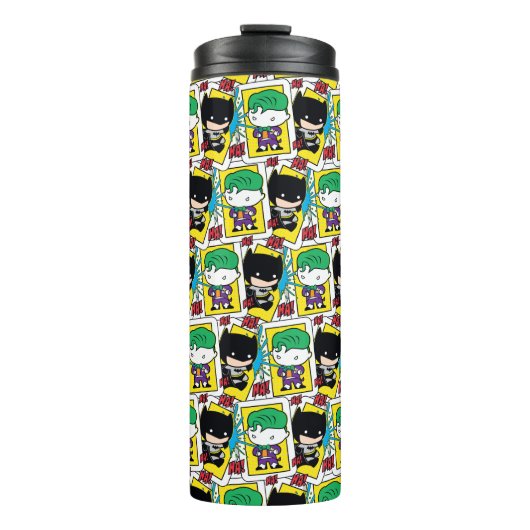 Chibi Joker en Batman-spelkaartpatroon Thermosbeker (Voorkant)