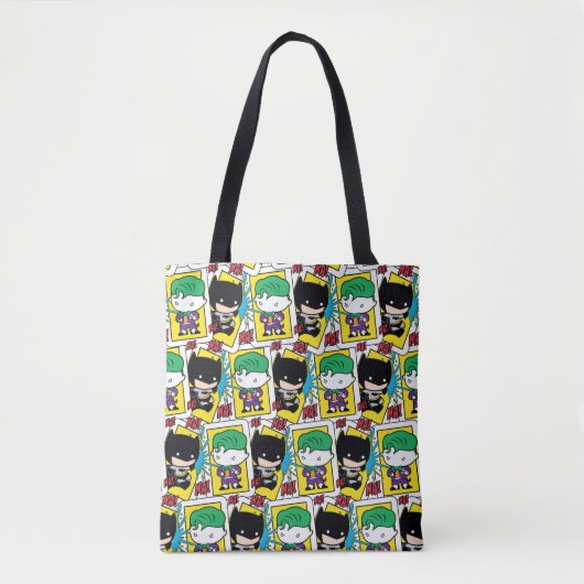 Chibi Joker en Batman-spelkaartpatroon Tote Bag (Voorkant)
